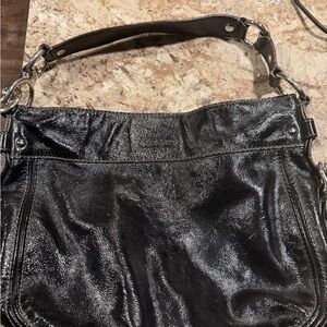 Coach Shiny Black Leather Shoulder Bag